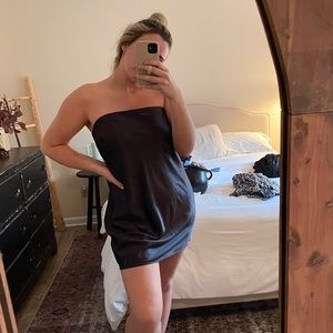target black satin tube dress